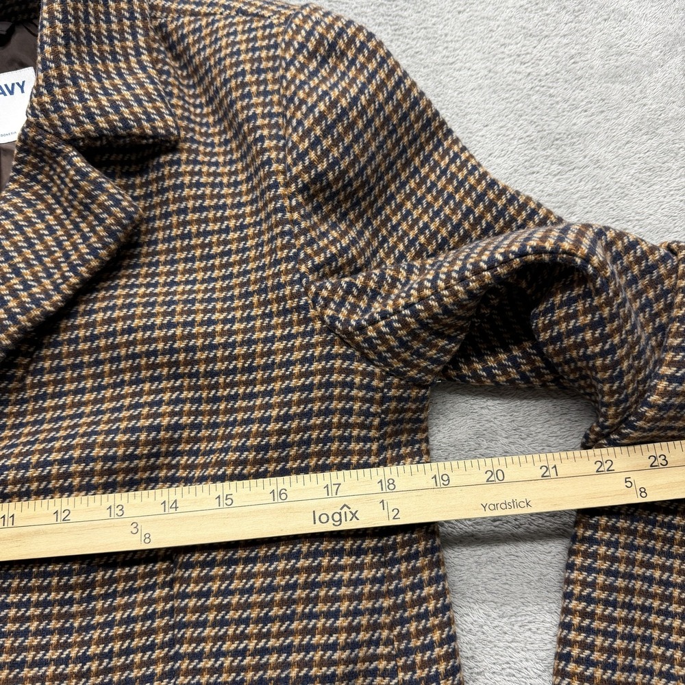 Old Navy Blazer Womens Medium Brown Houndstooth Lined Suit Jacket Career Office - Picture 6 of 8
